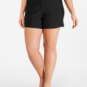 Island Escape Women's Plus Size Swim Shorts Black High-Waist Full Coverage